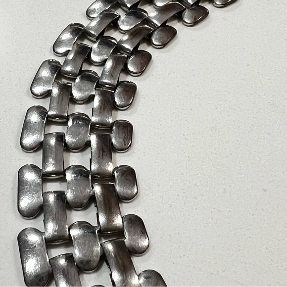 Panther Link / 5 Row Brick Link Chain Collar Necklace 17.5” - Picture 9 of 16